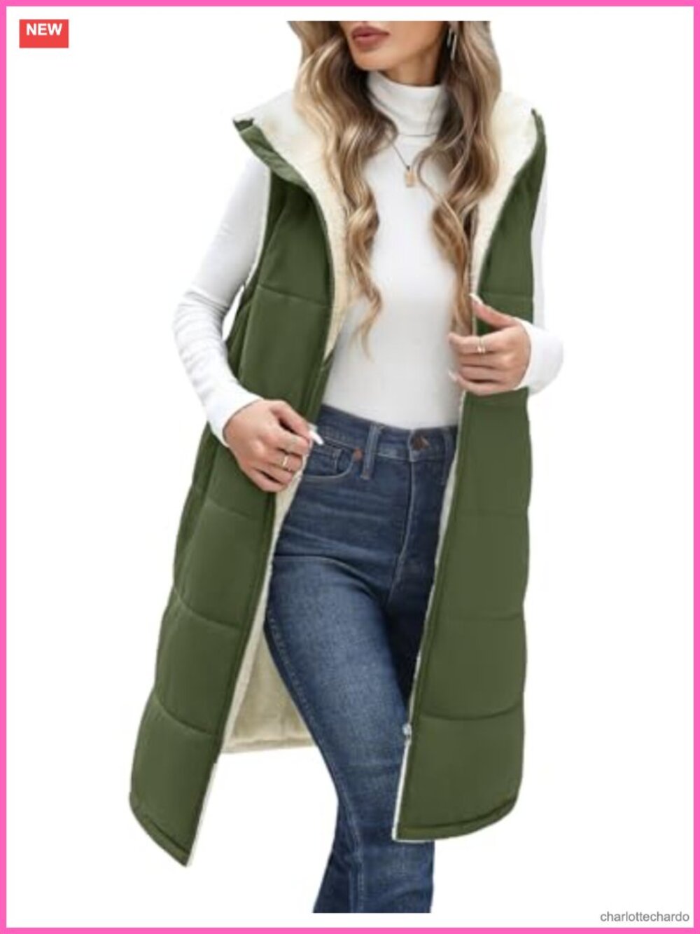 Womens Sleeveless Fleece Lined Puffer Vest Hooded Zip Up Winter Outerwear